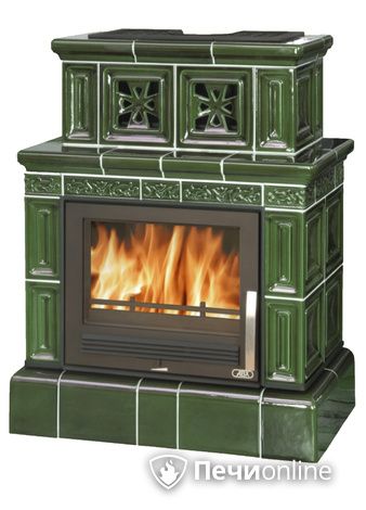 Печь-камин ABX Valencie, кафельный цоколь, зеленая в Калининграде